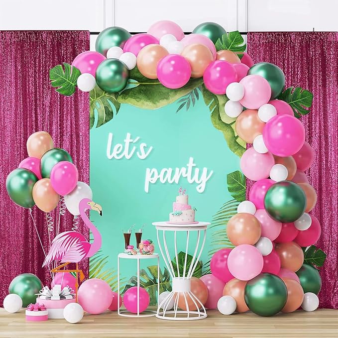 Sugargirl Fuchsia Sequin Backdrop Curtain 6 Panels 2FTx8FT Glitter Fuchsia - Image 2