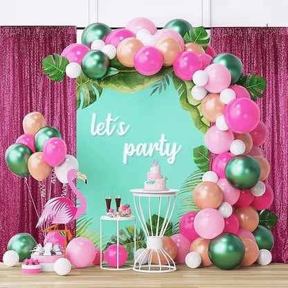 Sugargirl Fuchsia Sequin Backdrop Curtain 6 Panels 2FTx8FT Glitter Fuchsia - Image 2