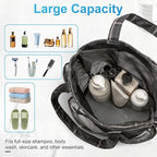 Mesh Shower Caddy Portable, Bathroom Caddy Organizer for College Dorm Essentials, Hanging Shower Tote Bag with 7 Pockets for Beach, Swimming, Gym camping Grey Black Checkered