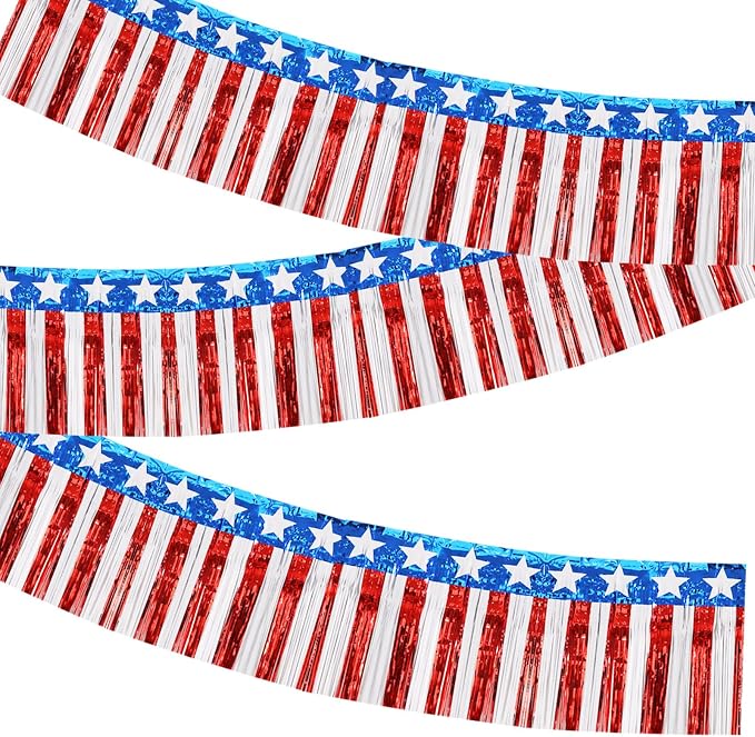 BEISHIDA Star Fringe Garland Banner 3Pack 30ft Wall Tinsel Foil Streamers | Red by Beishida