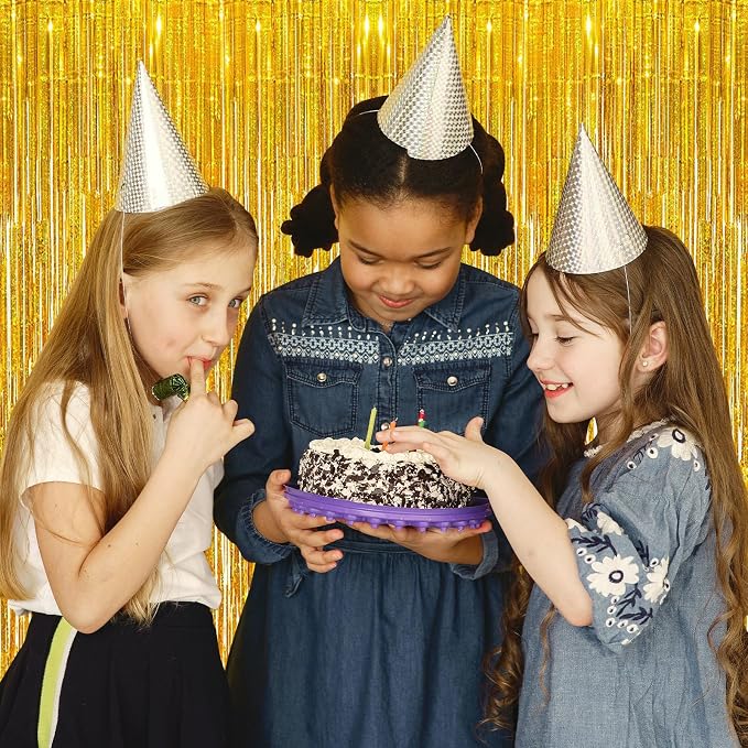 10 Pack Gold Backdrop Curtain 3.2ft x 8.2ft Metallic Tinsel Foil Fringe - Image 5