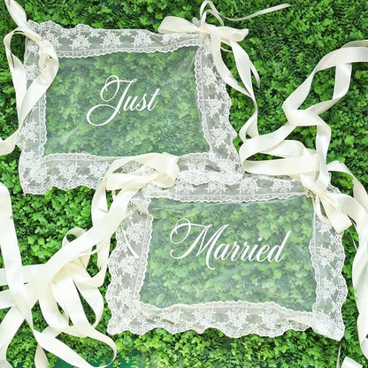 2 Pcs Just Married Sheer Lace Chair Signs - Image 6