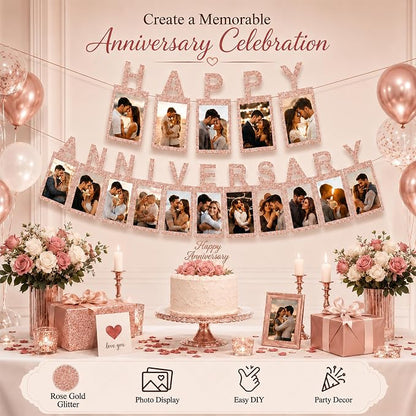 Rose Gold Happy Anniversary Banner - Image 5