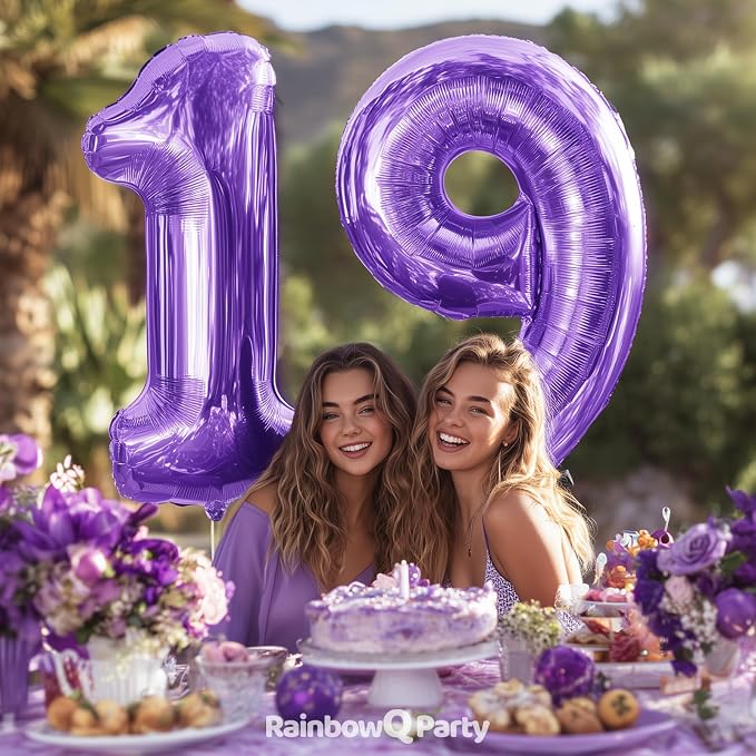 RainbowQ Purple 1 Balloon Number 40 Inch 0-40 Foil Large Balloons | Big Mylar 1 - Image 6