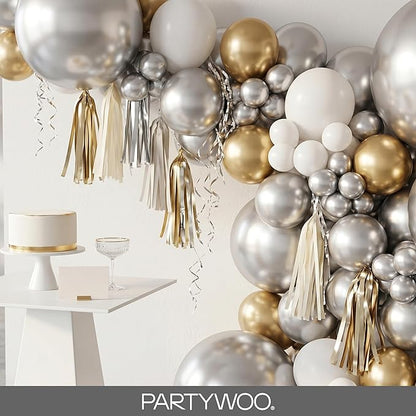 PartyWoo Silver Balloons 152pcs Different Sizes of 18 12 10 5 Inch | Balloons - Image 8