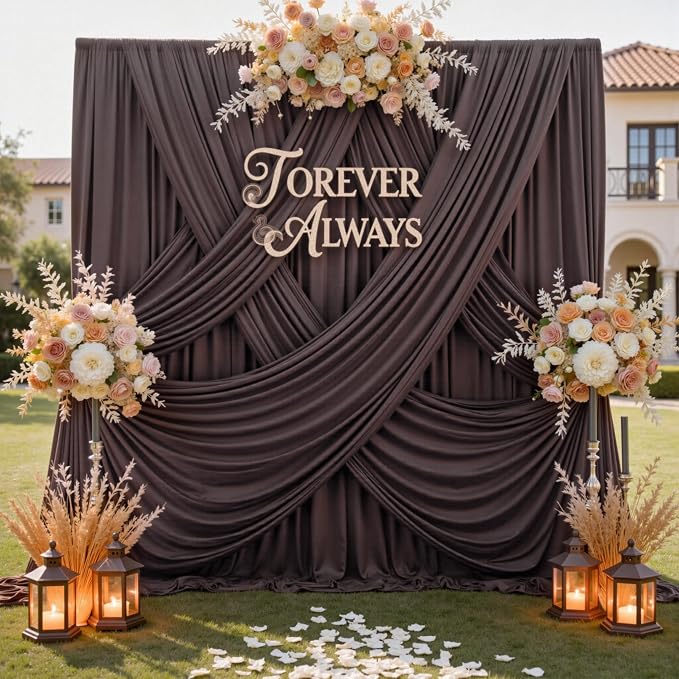 12ft x 10ft Brown Backdrop Curtains by CO-AVE