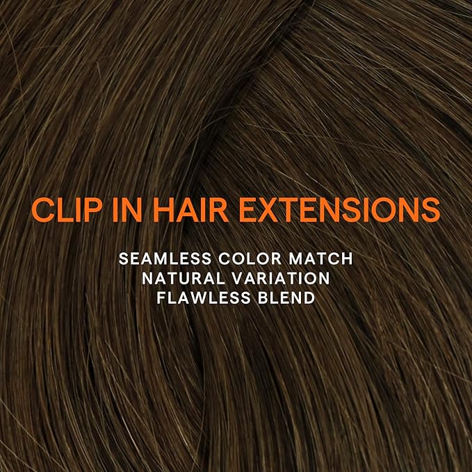 Full Shine Hair Extensions Real Human Hair Clip ins Medium Brown Real Hair Extensions Clip in Human Hair Triple Weft Invisible Clip in Extensions Straight Remy Hair 7 Pcs 120 G 24 Inch
