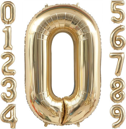 Champagne Gold 0 Balloon, 40 Inch Light Gold Number 0 Balloon Big Foil Mylar by BBPOOL