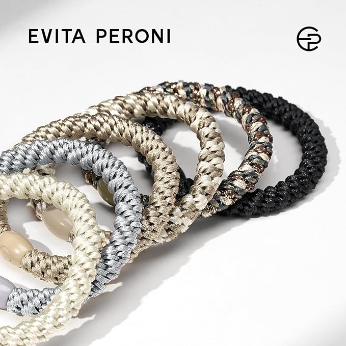 EVITA PERONI Hair Ties 12 Pcs Set, High Elastic Ponytail Holders, Hair Ties No Damage, Elastic Ties for Thick Hair Women Men, Gifts for Mother Sister Girlfriend (Carbon Ash)