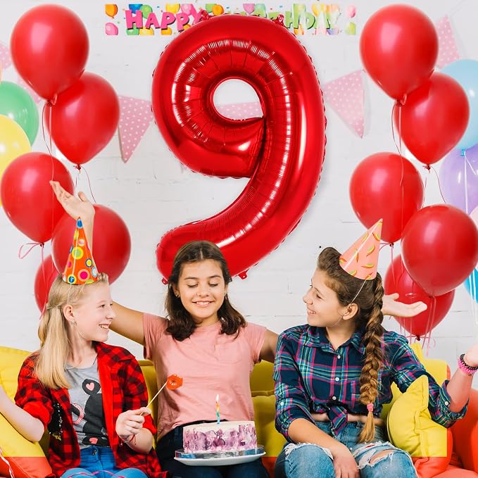 Red Number 9 Balloon 40 Inch, Big Large Foil Helium Number Balloons, Jumbo - Image 4