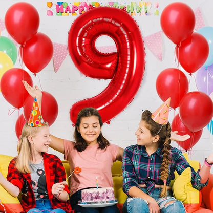 Red Number 9 Balloon 40 Inch, Big Large Foil Helium Number Balloons, Jumbo - Image 4