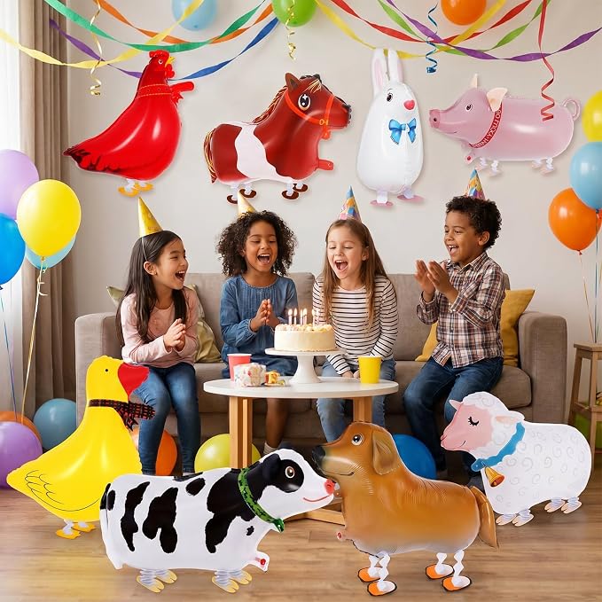 8 Pcs Walking Animal Balloons, Farm Animals Balloons, Walking Foil Mylar Balloon - Image 6