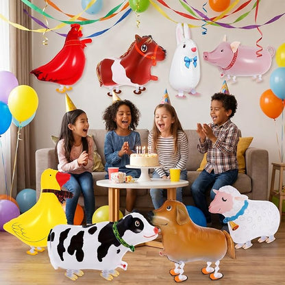 8 Pcs Walking Animal Balloons, Farm Animals Balloons, Walking Foil Mylar Balloon - Image 6