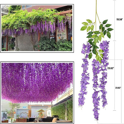 Artificial Wisteria Hanging Flowers Fake Wisteria Flower Garland Silk Vines - Image 6
