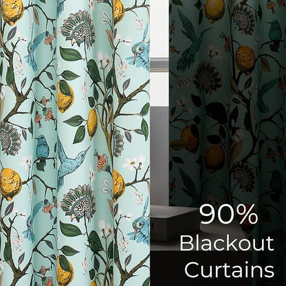 Topfinel Green Floral Curtains 84 Inches Long Vintage French Country Grommet - Image 5