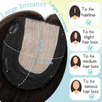 Hair Toppers for Women Real Human Hair, 360° 3D Toppers Pieces for Women with Thinning Crown Side Bangs 12 Inch Upgrade Big Basement (Dark Brown, 12 Inch Side Bangs)