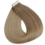 Full Shine Invisible Tape in Hair Extensions Balayage Golden Blonde Highlight Double Sided Tape in Extensions 22Inch 20Pcs 50Grams Seamless Tape Ins Human Hair Extensions for Wedding