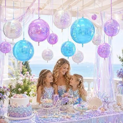 Biapian 12 Pcs Pastel Iridescent Round Balloons, Different Size Holographic - Image 5