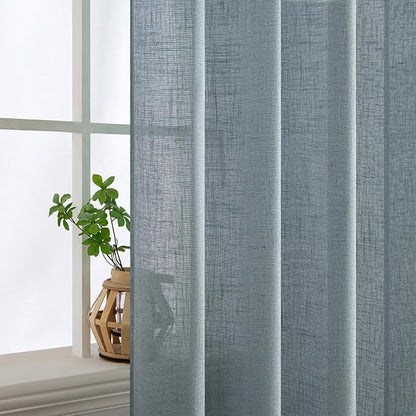 MIULEE Dusty Blue Linen Curtains 52x84 Inch Long - Image 5