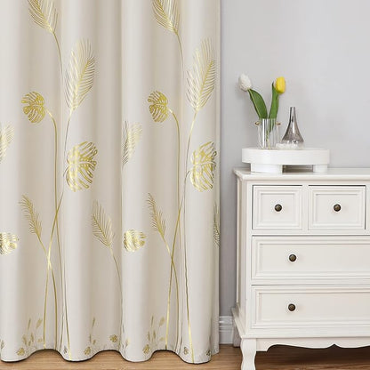 Cream Beige Room Darkening Curtains Window Curtains 90 Inches Long, Thermal - Image 2
