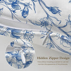 Silk Pillow Case for Hair and Skin Vintage Blue and White Floral Standard Size Silk Pillow Case with Zipper Super Soft Pillow Covers for Women Bed Sleeping, 20x26 Inches