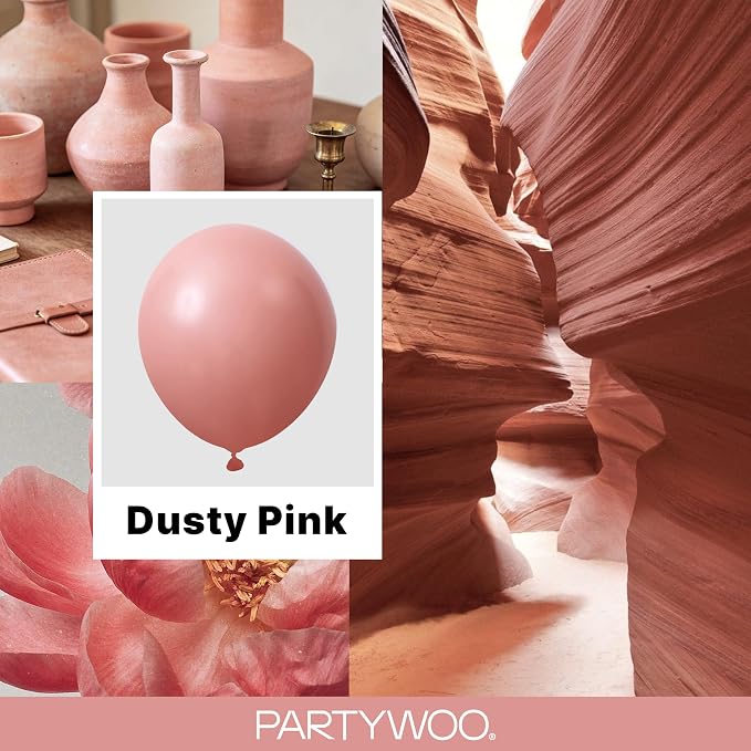 PartyWoo Dusty Pink Balloons 100pcs Dusty Rose Boho Netural Pink Color | 36 18 - Image 2