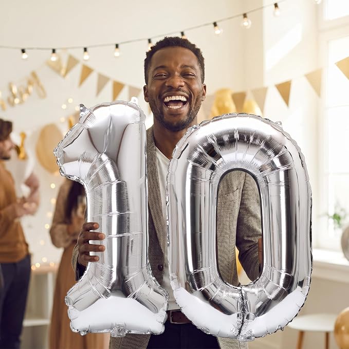 Number 10 Balloon Foil Mylar Balloons - Image 3