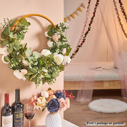 Artificial Flower Garland 5.4ft Floral Rose Vine Decor, Hanging Faux Roses - Image 4