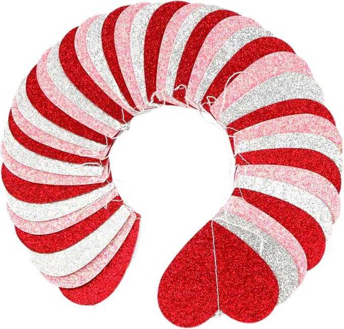 Glitter-Red Silver-Pink Valentines Party-Decorations Heart-Garland - 52ft - Image 3