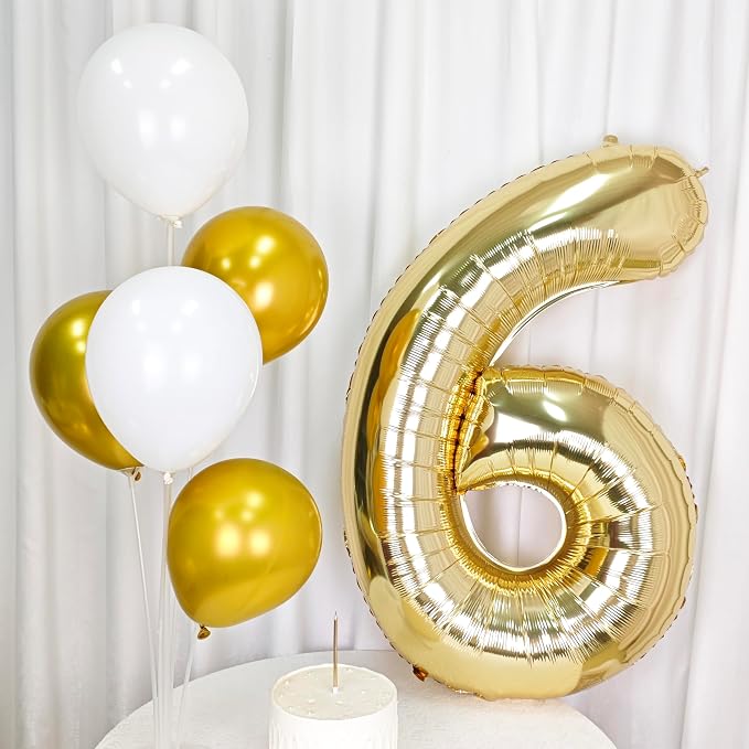 40 Inch Light Gold 2 Number Balloons Large Champagne Gold Number | White Gold - Image 4