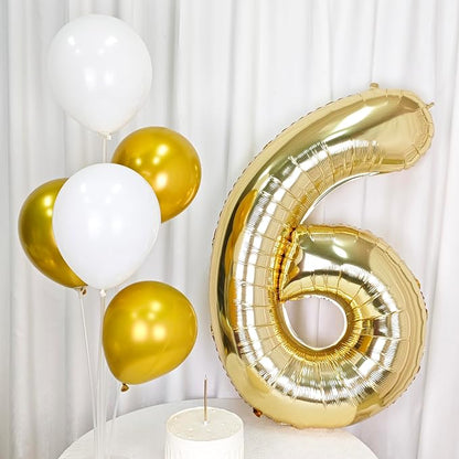 40 Inch Light Gold 2 Number Balloons Large Champagne Gold Number | White Gold - Image 4