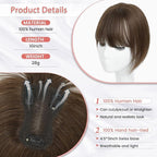 YAMI Hair Toppers for Women Real Human Hair Toppers for Women with Thinning Hair Topper with Bangs (Medium Brown)