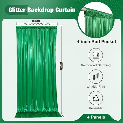 20x10FT Green Sequin Backdrop Curtain - Image 5