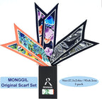 Skinny Scarf 3 Pack for Women – Bag Scarf, Silk Hair Scarves (Original Prints, Premium Twill, 3 Designs)