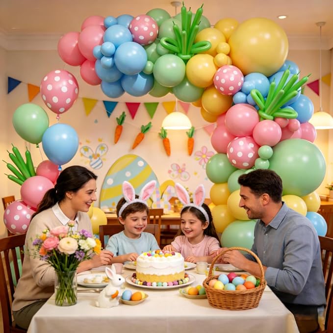 Pastel Balloon Arch Garland Kit, Macaron Pink Green Blue Yellow Latex Party - Image 4