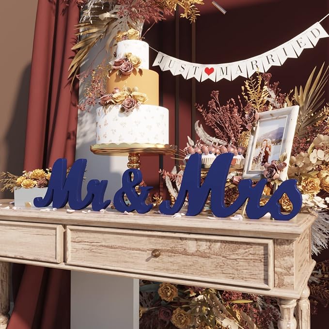 VIOPVERY Wooden Mr & Mrs Wedding Sign - Image 6