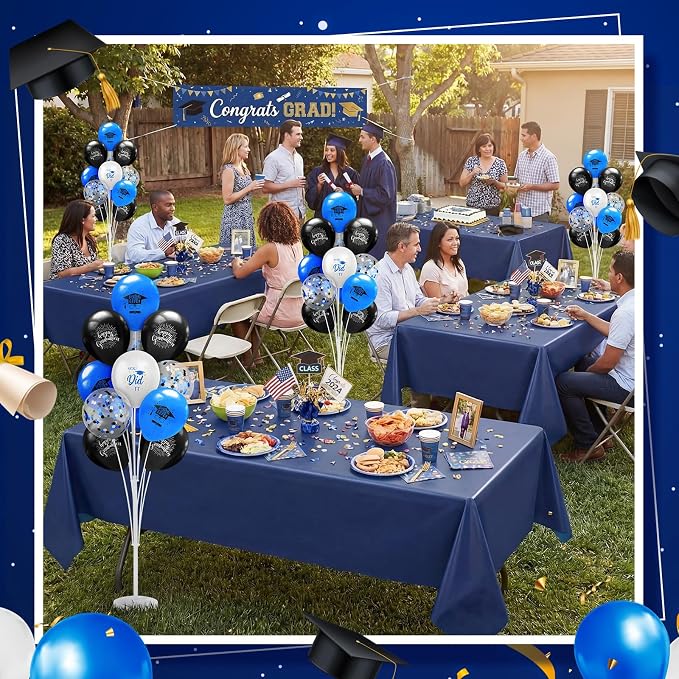 Kasyat 4 Set Blue and Black Graduation Balloons Stand High 53 Inch Class of - Image 6