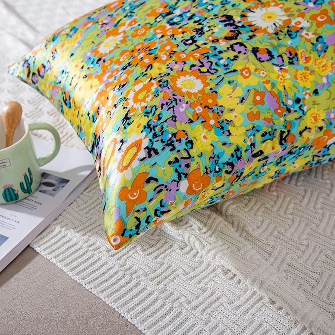 SLPBABY Silk Pillowcase for Hair and Skin with Hidden Zipper Print (Queen, Pattern14)