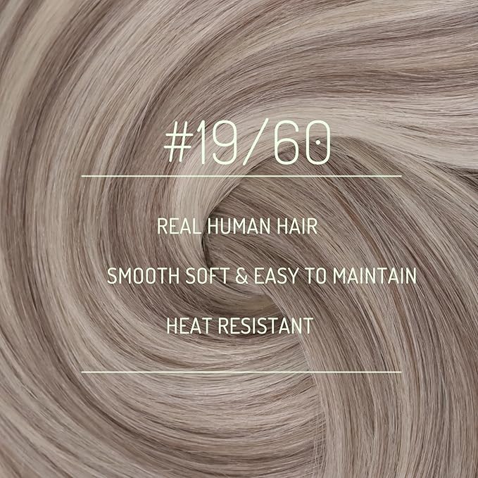 RUNATURE Clip in Hair Extensions Real Human Hair, Double Weft Human Hair Clip in Extensions, Straight Blonde Hair Remy Soft, Add Volume, 16 Inch 120g 7pcs #19P60 Grey Blonde Highlights
