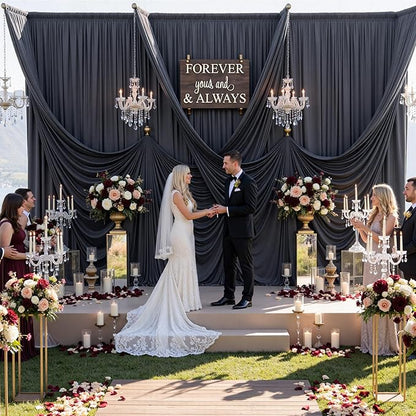 30ft x 10ft Wrinkle Free Black Backdrop Curtain - Image 8