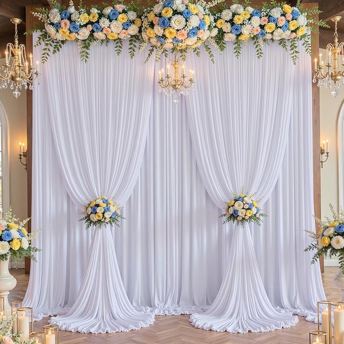 40×12ft White Wrinkle Free Backdrop Curtain, Soft Silky Easy to Drape Wedding - Image 9