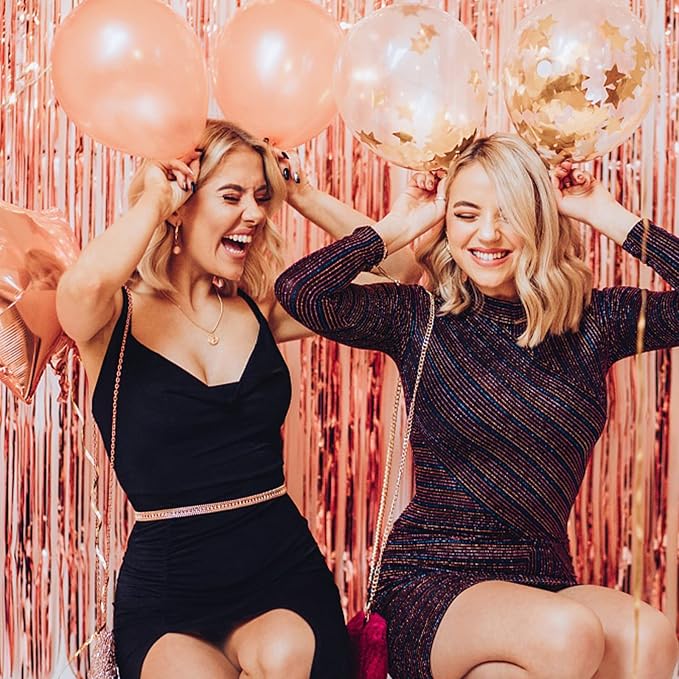 20 Pack Foil Curtain Backdrop Rose Gold Metallic Tinsel Foil Fringe Curtains - Image 3