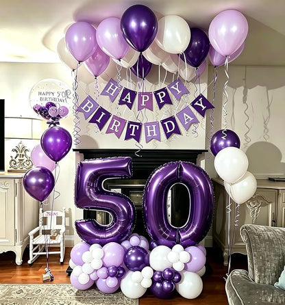 Purple Balloons 50pcs 12 Inch Light Pastel Dark Metallic Purple Balloons | - Image 2