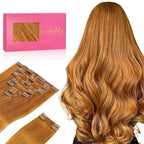 WENNALIFE Clip in Hair Extensions Real Human Hair, 14 Inch 150g 9pcs Human Hair Extensions Clip In, Auburn Ginger Hair Extensions Clip In Real Hair Coloured Remy Human Hair Extensions