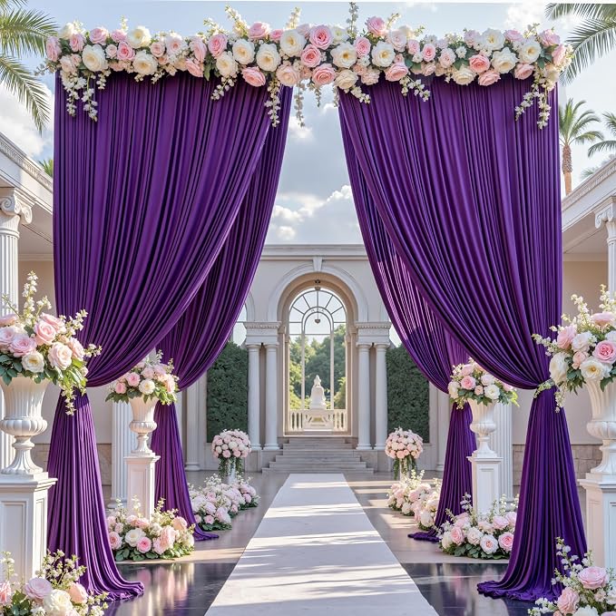 50ft×12ft Wrinkle Free Purple Backdrop Curtain - Image 8