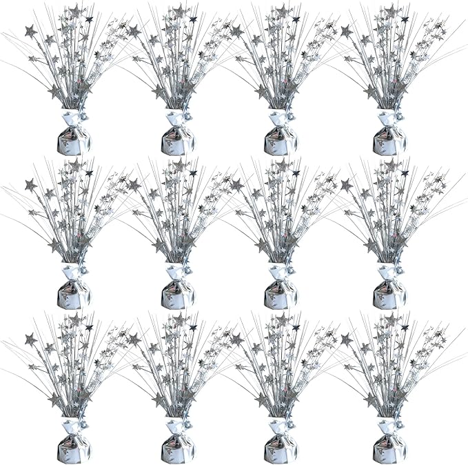 12 Pack Metallic Sliver Foil Spray Centerpieces Stars Brust Table Centerpieces by Egolot