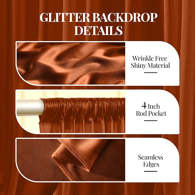 20x10ft Terracotta Glitter Backdrop Curtain - Image 4