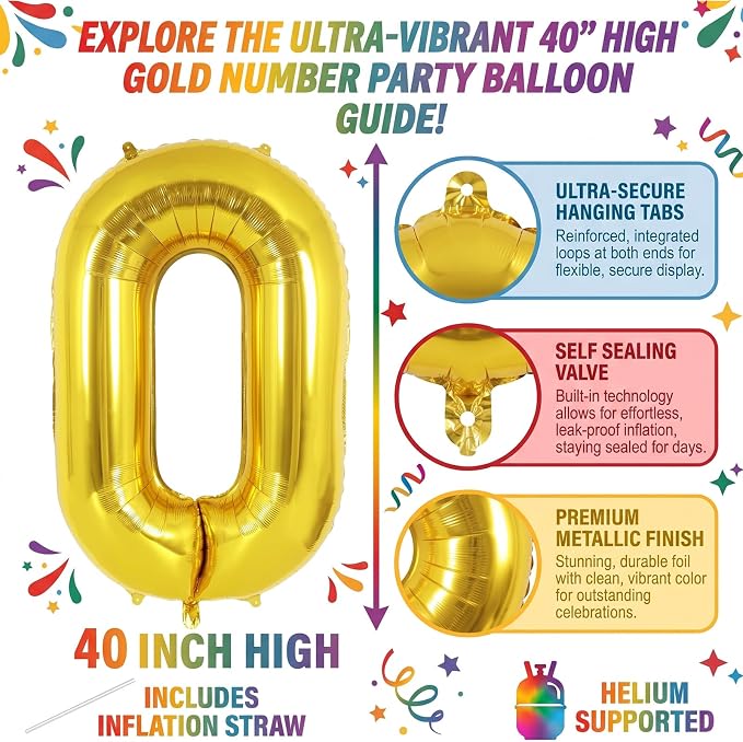 40 Inch Gold Number 10 Foil Balloon - Image 2