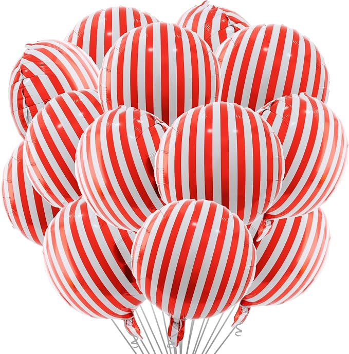 TONIFUL 30Pcs 18 Inch Round Balloons Large Red White Round Shape Foil Balloons by TONIFUL