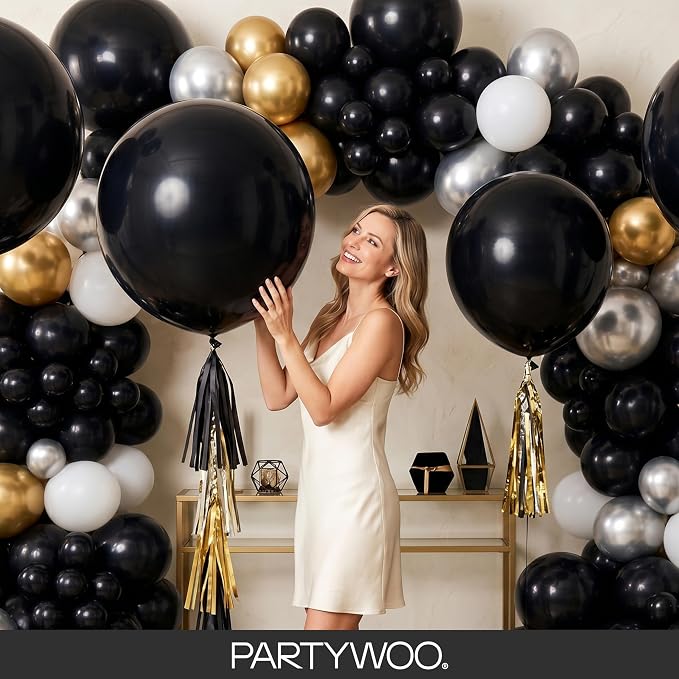 PartyWoo Black Balloons 140pcs Different Sizes of 18 12 10 5 Inch | Balloons - Image 9
